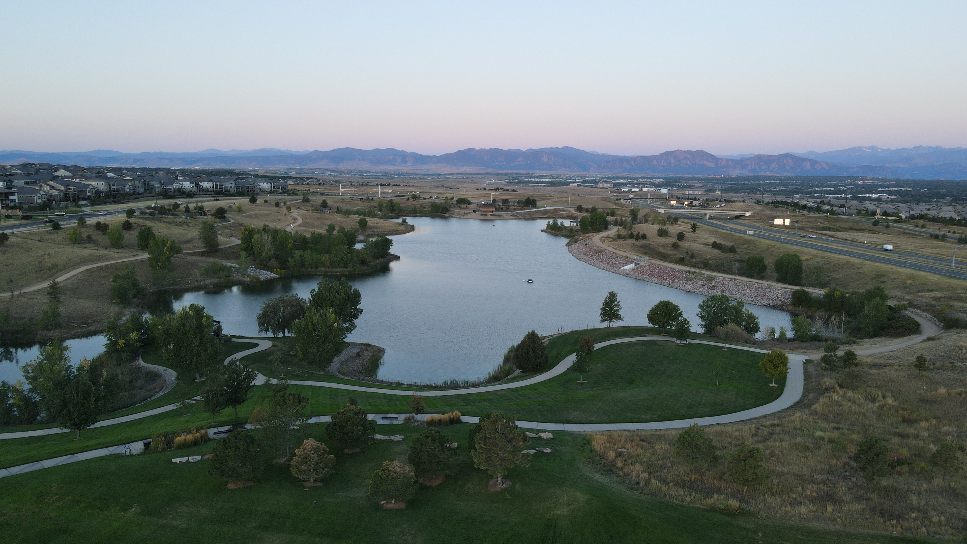 A reservoir at dawn
